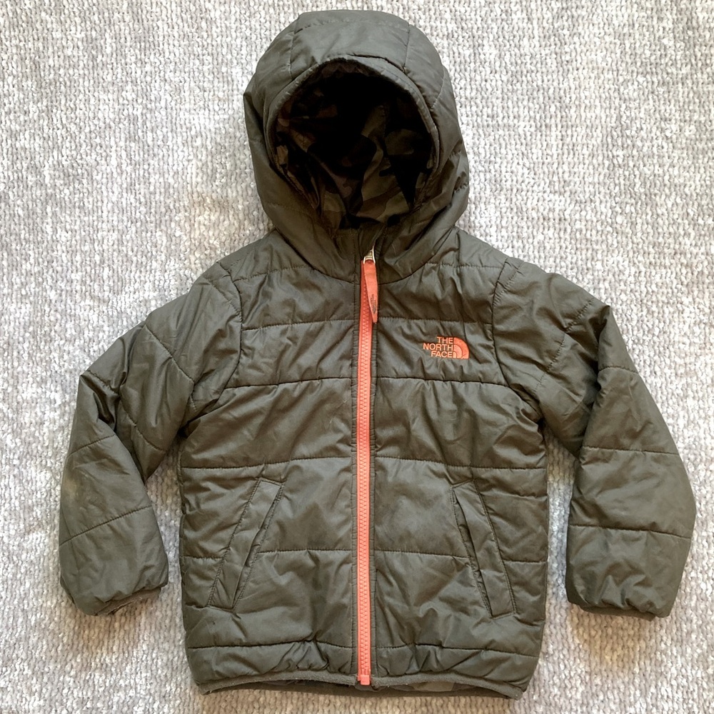 The North Face Kids Puffer Jacket in Green and Orange